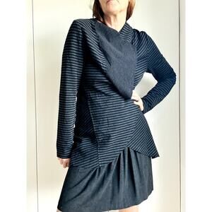 People Like Frank Cardigan jacket Size 6/M Black Grey Lagen Look Midi Length